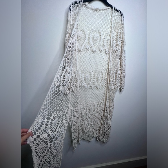 Sky and Sparrow Crochet Duster Midi Cardigan Coverup Festival Boho Beachy L/XL - Picture 6 of 12